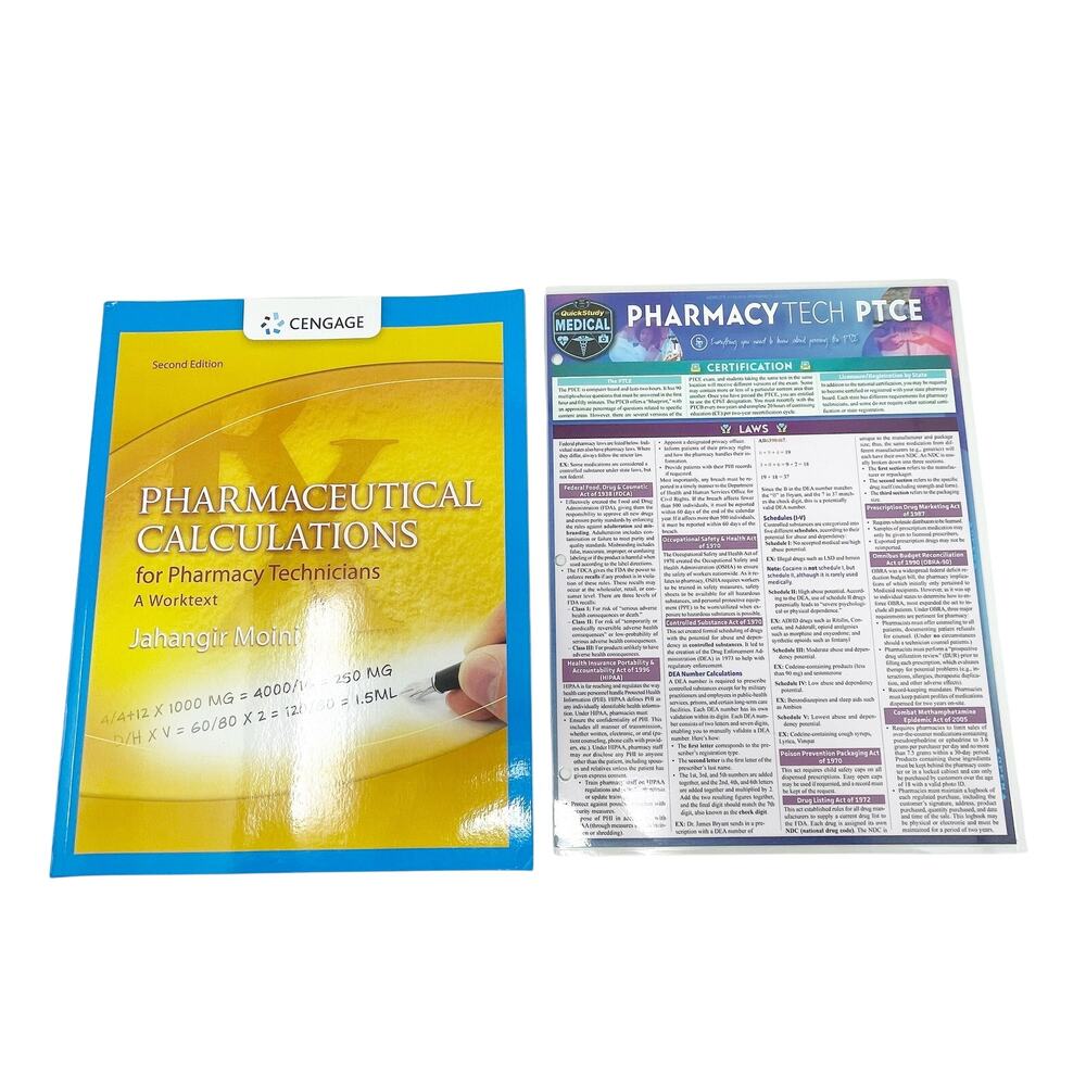 Cengage Pharmaceutical Calculations for Pharmacy Technicians Softcover Book Lot